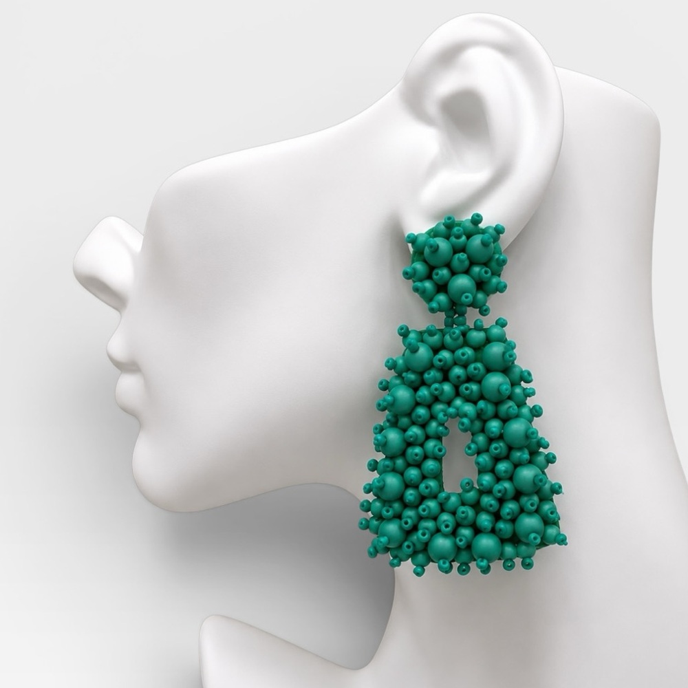 Green Cluster Statement Earrings - Women Jewelry